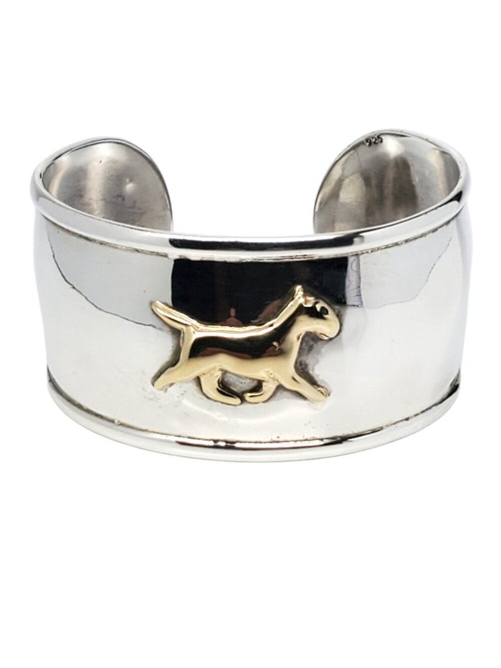 Sterling Silver Running Horse Gold Tone Cuff Bracelet #24676